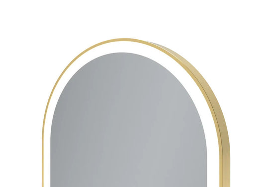 Oglindă LED cu dezaburire, cu ramă de aluminiu, auriu periat, 40x90cm