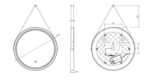 Oglindă LED, cu agățătoare, lumină reglabilă, dezaburire, 60cm