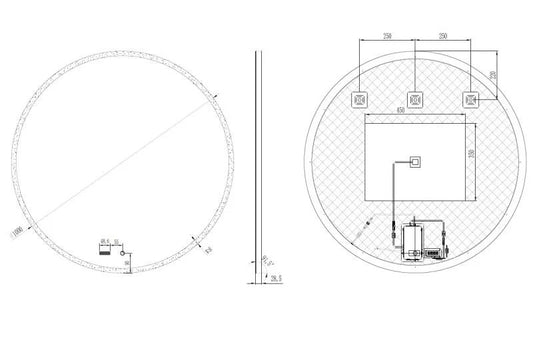 Oglindă LED, lumină reglabilă, dezaburire, ceas si temperatură, 80cm