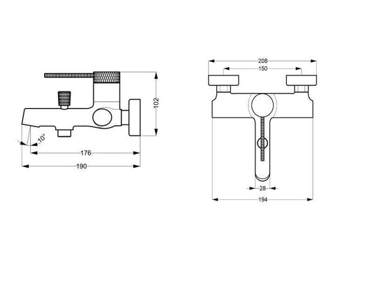Baterie cadă PALMFIELD, cu montaj pe perete – negru