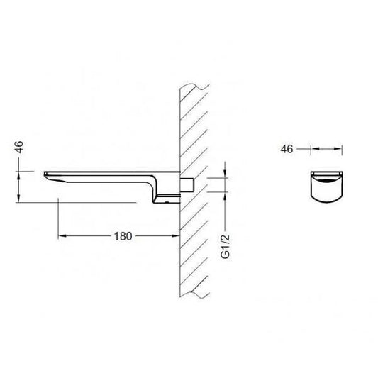 Pipă lavoar/duș SPRINGFIELD, fără baterie, încastrată în perete – crom