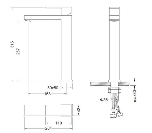Disponibilitate:În stoc Baterie inalta lavoar CUBEFIELD, cu montaj pe blat – auriu periat