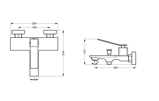Baterie cadă ROCKFIELD, cu monaj pe perete – negru