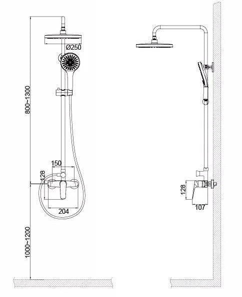 Coloană duș completă PALMFIELD, cu montaj pe perete – negru