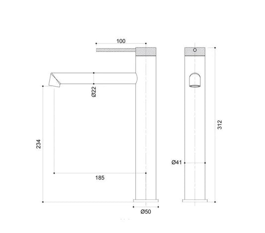 Baterie înaltă lavoar PALMFIELD, cu montaj pe blat – negru