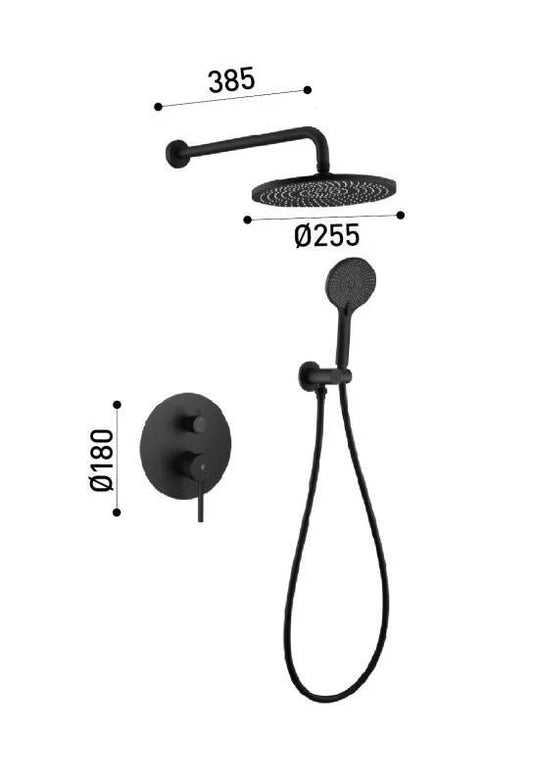 Sistem duș complet PALMFIELD, cu montaj încastrat în perete – negru