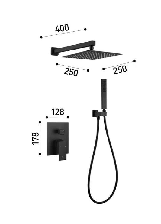 Sistem duș complet ROCKFIELD, cu montaj încastrat în perete – negru