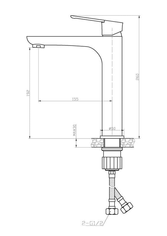 În stoc Baterie înaltă lavoar BLACKFIELD, cu montaj pe blat – negru