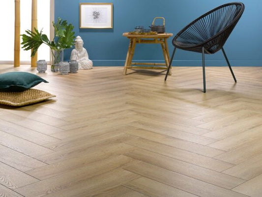 Parchet laminat Alsapan Herringbone Sunset 12 mm, clasa trafic AC6, bizotat 4V 5G