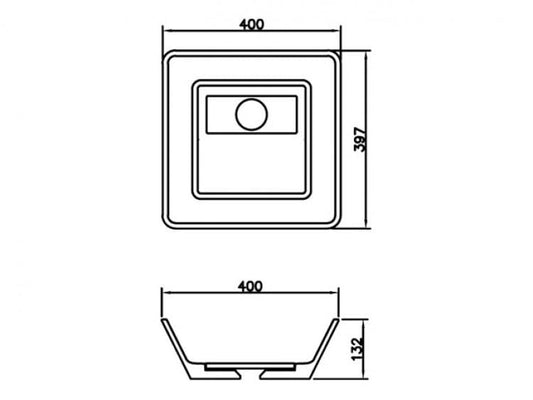 Lavoar pătrat CLEVELAND, din Solid surface, montaj pe blat 40×39,7CM – alb
