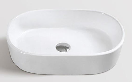 Lavoar oval TULSA, din porțelan, montaj pe blat 55×34,5cm – alb
