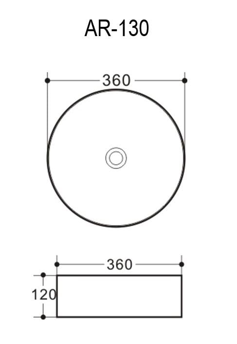 Lavoar rotund NEW ORLEANS, din porțelan, montaj pe blat 36cm – negru, scurgere neagră