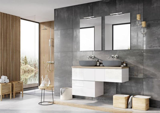 Lavoar rotund LORCA, din porțelan, montaj pe blat 42cm – gri închis mat