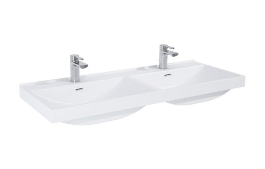 Lavoar dreptunghiular dublu MAXXI, din porțelan, încorporabil, 120X46cm – alb