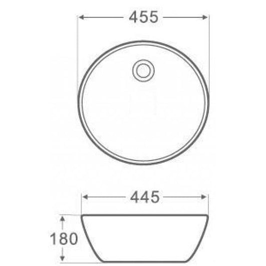 Lavoar rotund NEW YORK, din porțelan, montaj pe blat 45,5cm – alb