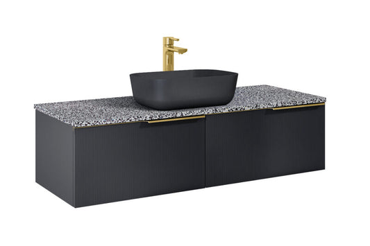 Dulap de baie cu 2 sertare 120×45,3×31,8 – negru mat – Monterey Glass