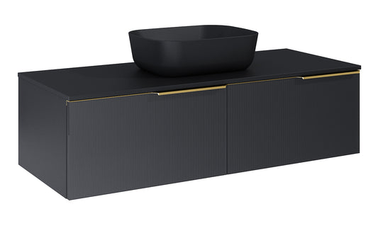 Dulap de baie cu 2 sertare 120×45,3×31,8 – negru mat – Monterey Glass