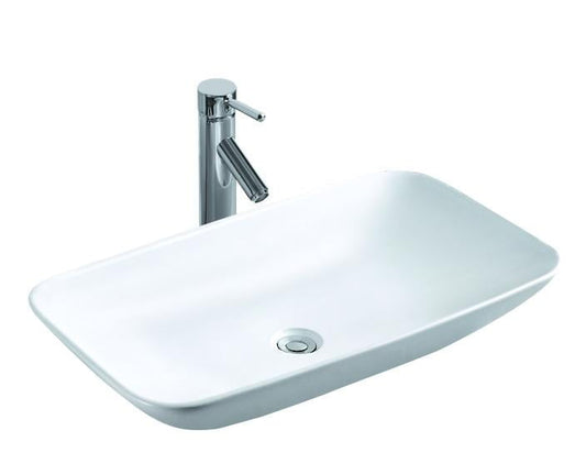Lavoar dreptunghiular WASHINTON, din porțelan, montaj pe blat, 69×39,5cm – alb