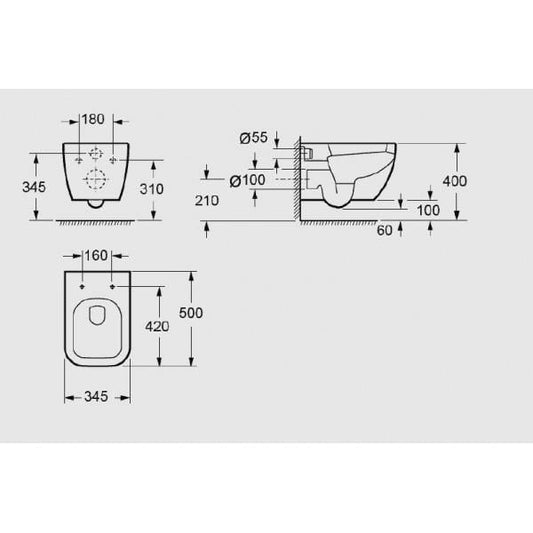 Vas WC OHIO Rimless, Suspendat – Alb Lucios
