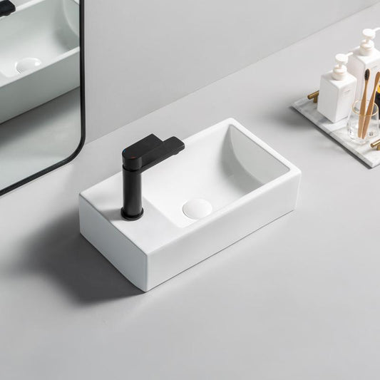 Lavoar dreptunghiular BALTIMORE, din porțelan, montaj pe blat, 46x26cm – alb