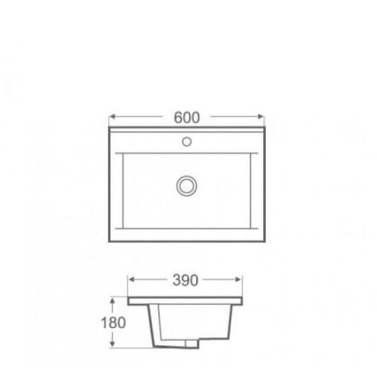 Lavoar dreptunghiular MEDFORD, din porțelan, încorporabil, 60x39cm – alb