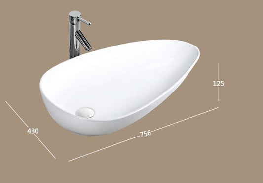 Lavoar oval ATLANTA, din porțelan, montaj pe blat, 75,5x43cm – alb