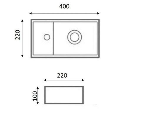 Lavoar mini dreptunghiular AUSTIN, pe partea stângă, montaj în perete 40x22cm – alb