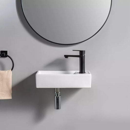 Lavoar mini dreptunghiular AUSTIN, pe partea dreaptă, montaj în perete 40x22cm – alb