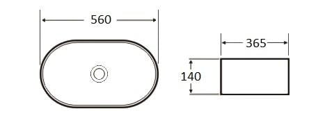 Lavoar oval DAYTON, din porțelan, montaj pe blat, 56×36,5cm – alb