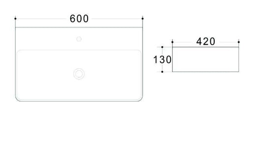 Lavoar dreptunghiular PLANO, din porțelan, cu suport prosoape, cu scurgere neagră 60X42cm – negru