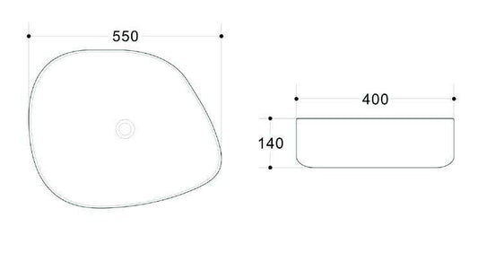Lavoar oval ODESSA, din porțelan, montaj pe blat 55x40cm – gri exterior / alb interior
