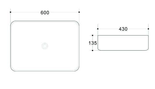 Lavoar dreptunghiular AURORA, din porțelan, montaj pe blat 60X43cm – gri exterior / alb interior