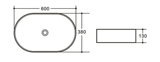 Lavoar oval ONTARIO, din porțelan, montaj pe blat 60x38cm – alb