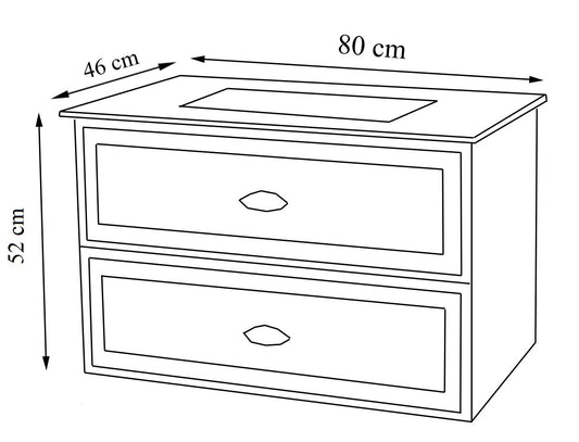 Mobilier Baie MDF și lavoar, Seria 796, 80cm, Alb rustic