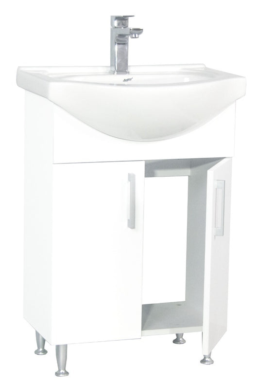 Mobilier Baie eco și lavoar, Seria 001, Montat, 55cm, Alb
