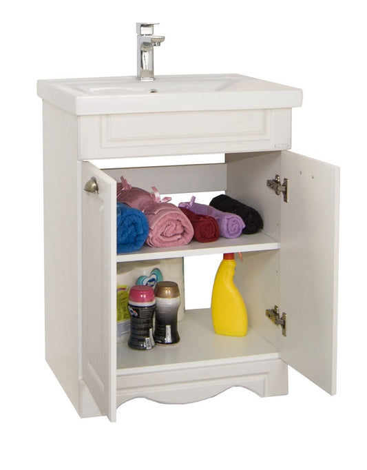 Mobilier Baie MDF și lavoar, Seria 772, 60cm, Alb rustic