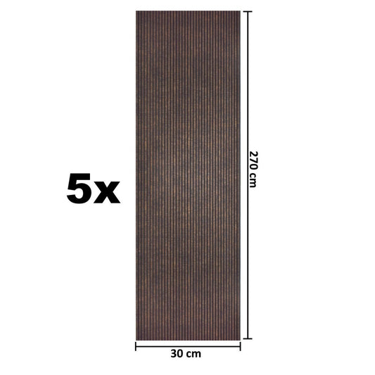 Set 5 panouri decorative, riflaj, polimer rigid, Naimeed D5460, 270x30x0.5cm, Maro