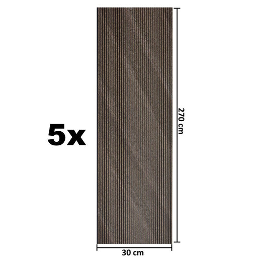 Set 5 panouri decorative, riflaj, polimer rigid, Naimeed D5465, 270x30x0.5cm, Maro