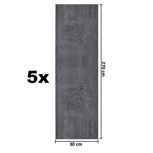 Set 5 panouri decorative, riflaj, polimer rigid, Naimeed D5466, 270x30x0.5cm, Gri