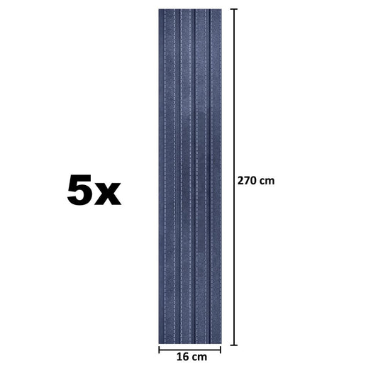 Set 5 panouri decorative, riflaj, polimer rigid, Naimeed D5469, 270x16x1cm, Albastru