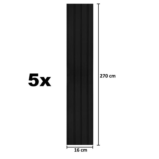 Set 5 panouri decorative, riflaj, polimer rigid, Naimeed D5470, 270x16x1cm, Negru