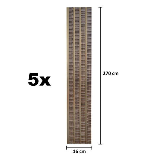Set 5 panouri decorative, riflaj, polimer rigid, Naimeed D5473, 270x16x1cm, Maro/Auriu