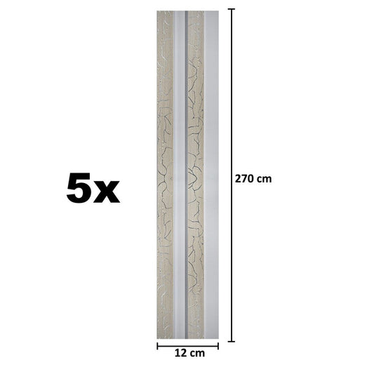 Set 5 panouri decorative, riflaj, polimer rigid, Naimeed D5474, 270x12x2cm, Alb