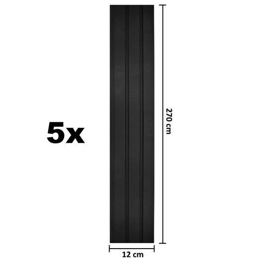 Set 5 panouri decorative, riflaj, polimer rigid, Naimeed D5483, 270x12x1cm, Negru
