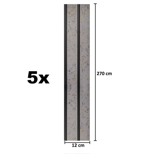 Set 5 panouri decorative, riflaj, polimer rigid, Naimeed D5487, 270x12x1cm, Crem