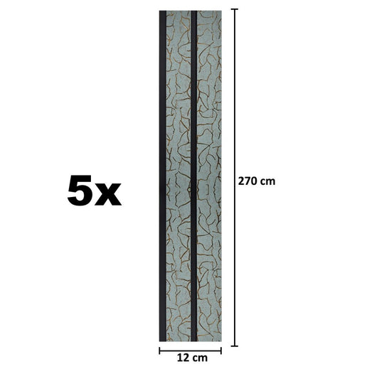 Set 5 panouri decorative, riflaj, polimer rigid, Naimeed D5488, 270x12x1cm, Turcoaz