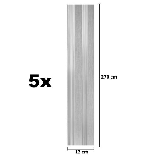 Set 5 panouri decorative, riflaj, polimer rigid, Naimeed D5492, 270x12x1cm, Argintiu
