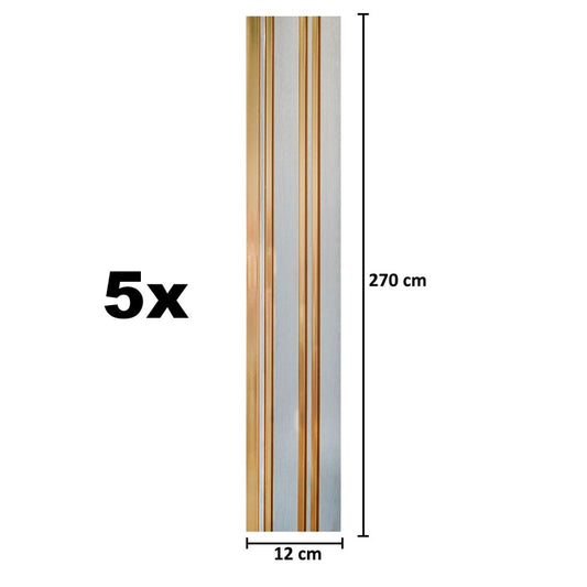 Set 5 panouri decorative, riflaj, polimer rigid, Naimeed D5493, 270x12x1cm, Gri/Auriu