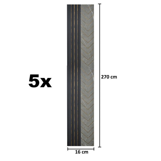 Set 5 panouri decorative, riflaj, polimer rigid, Naimeed D5503, 270x16x1cm, Gri