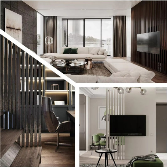 Set 5 profile Rectangular Decorativ Ranforsat WPC, Naimeed D6209, 260x10x5cm, Maro inchis